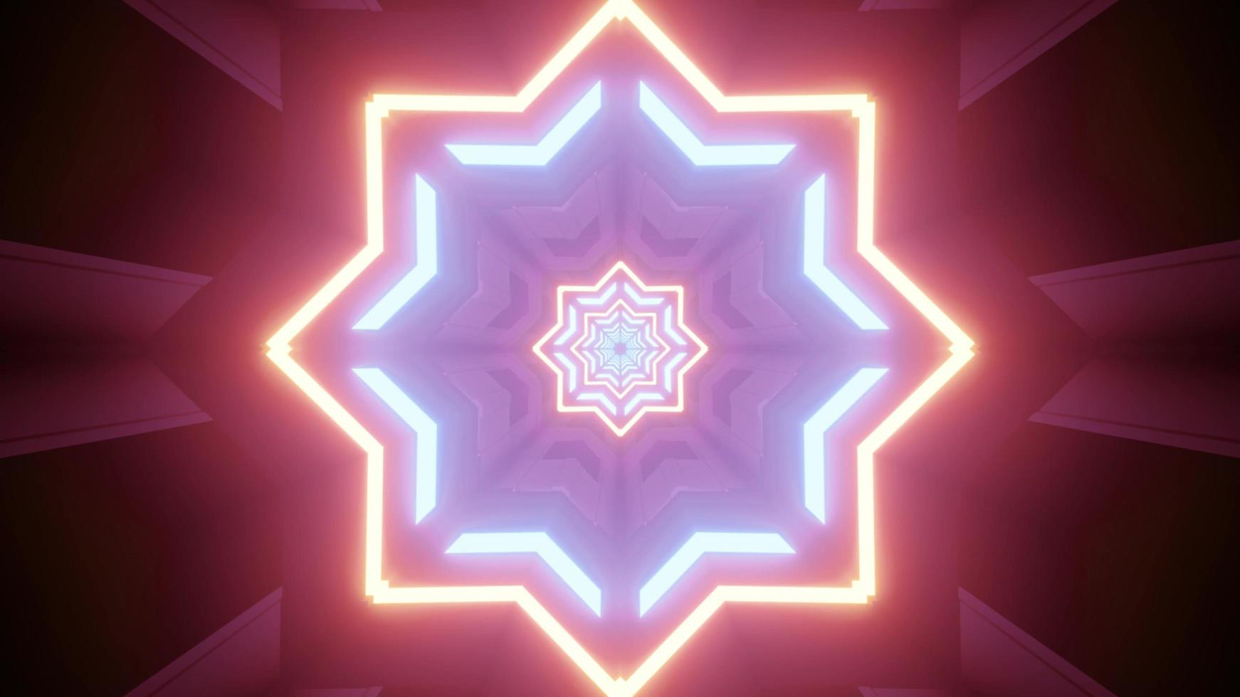 Neon colored octagonal star pattern 3d illustration photo