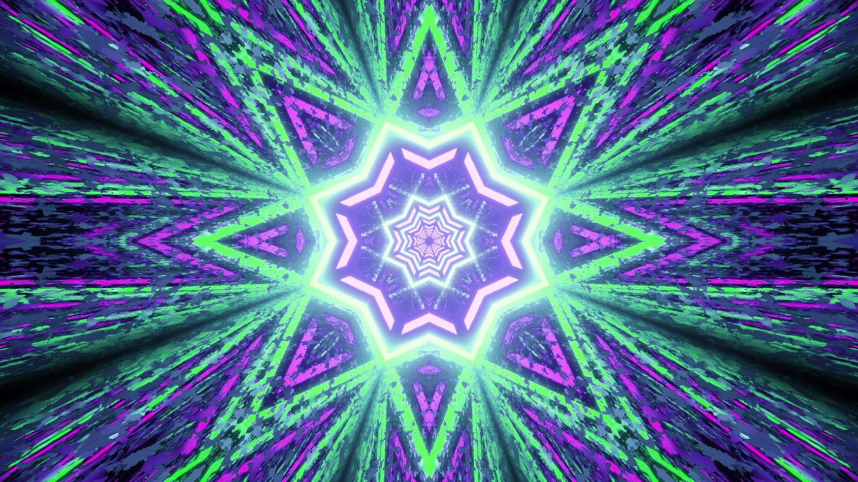 Abstract background with neon star shaped ornament 3d illustration photo