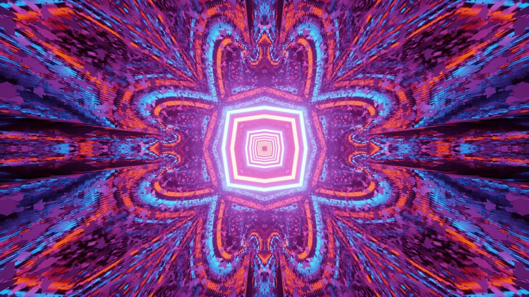 Colorful neon illumination with geometric shapes 3d illustration photo