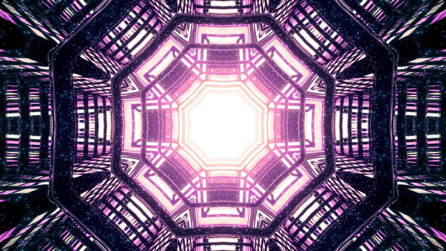 Octagonal ornamental abstract background with light effect 3d illustration photo