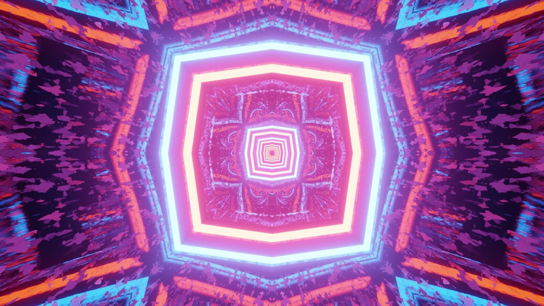 Multicolored geometric neon lights with reflections 3d illustration photo