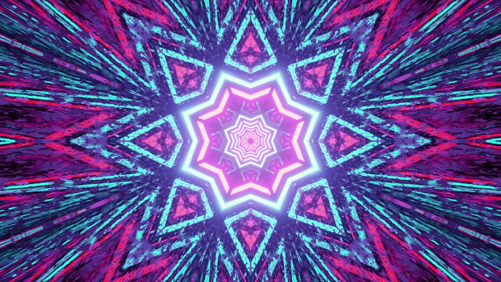 Kaleidoscope star shaped abstract background 3d illustration photo