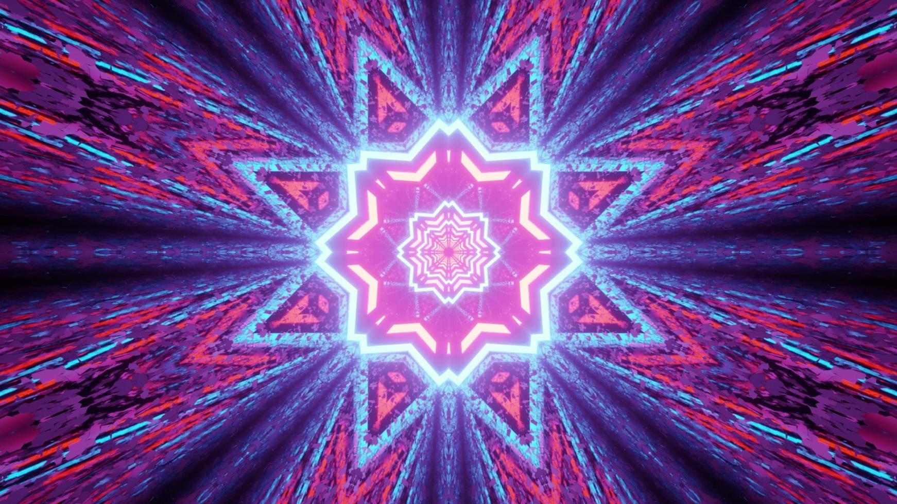 adornos geométricos con coloridas luces de neón ilustración 3d foto
