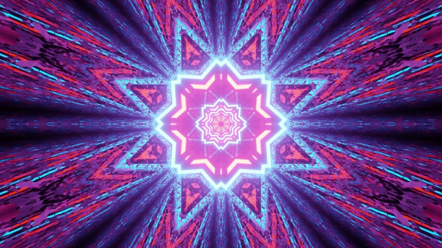 Geometric ornaments with colorful neon lights 3d illustration photo