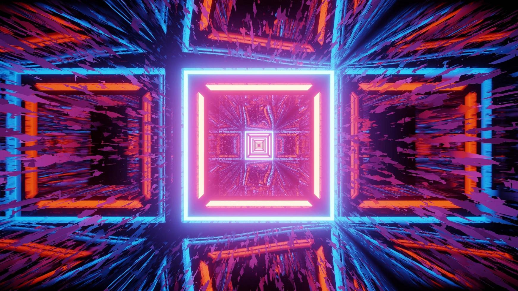 Fondo geométrico abstracto con rastros de luces de neón ilustración 3d foto