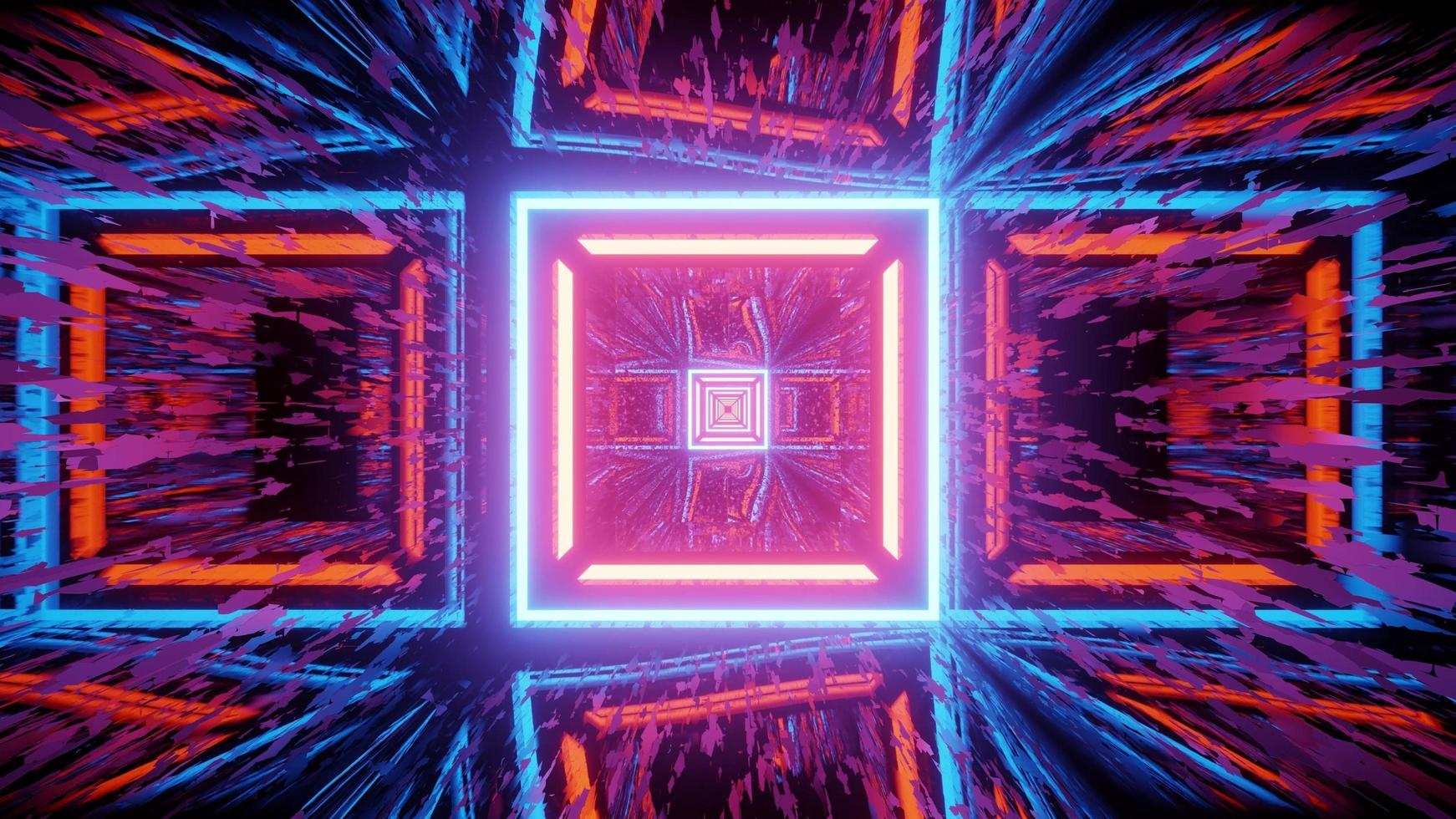 Abstract geometric background with traces of neon lights 3d illustration photo
