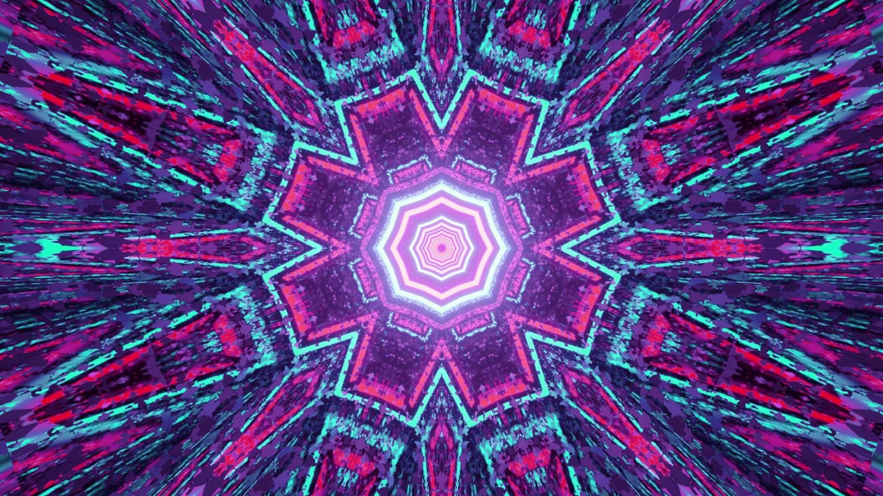 3D illustration of geometric background with symmetric bright lights photo
