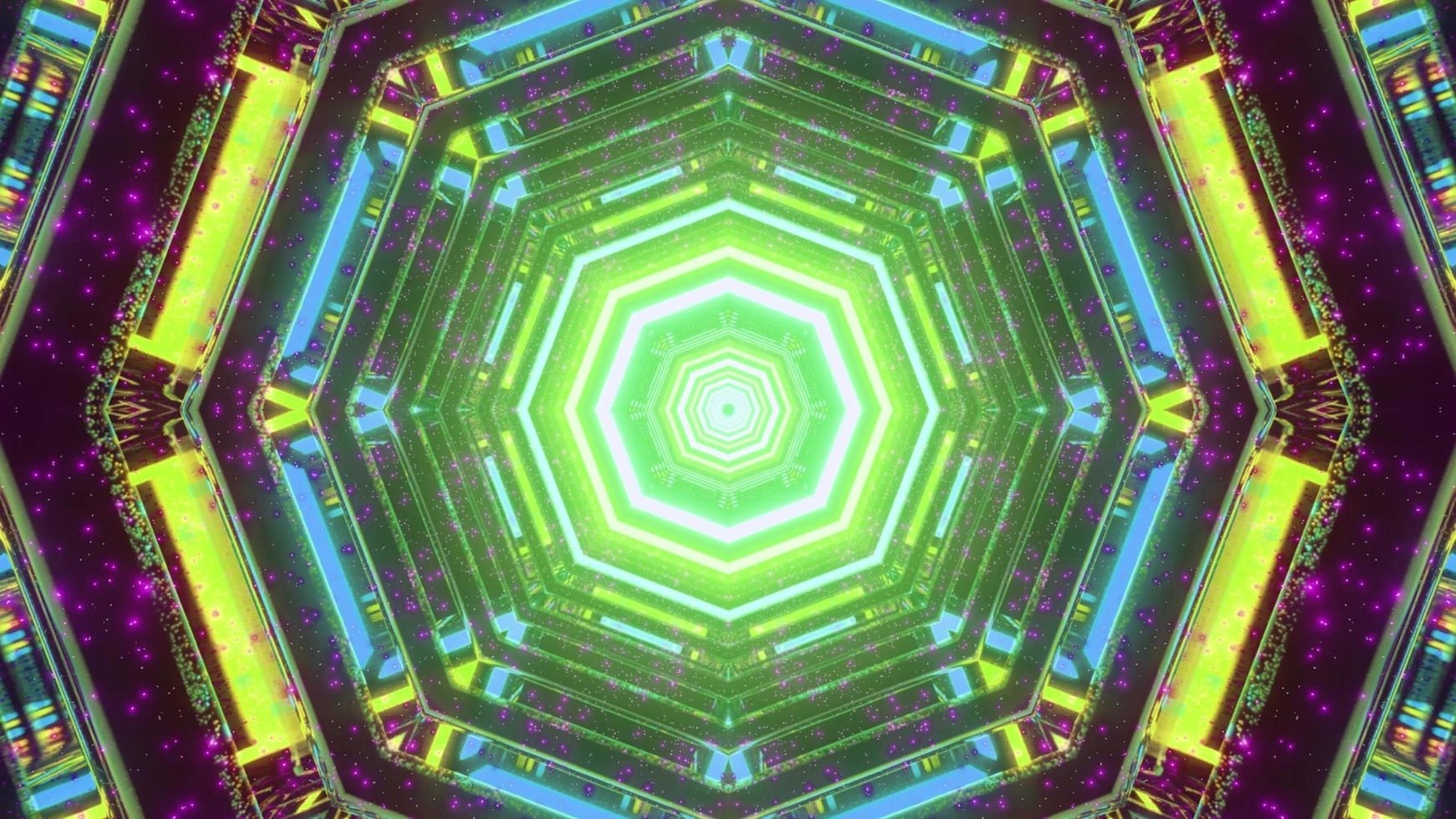 3D illustration of graphic abstract pattern with hexagon shaped illumination photo