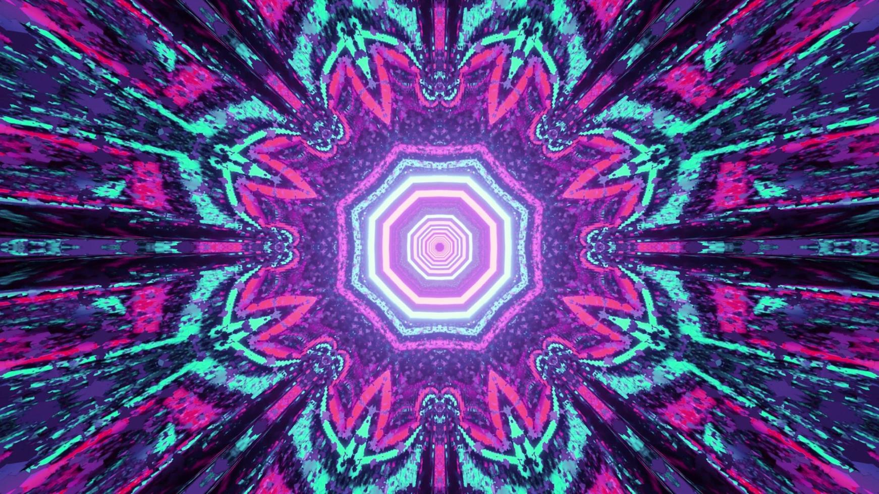 Symmetric abstraction with neon illumination in 3D illustration photo