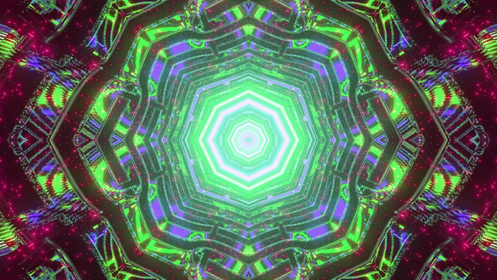 3D illustration of ornamental labyrinth with kaleidoscope pattern photo