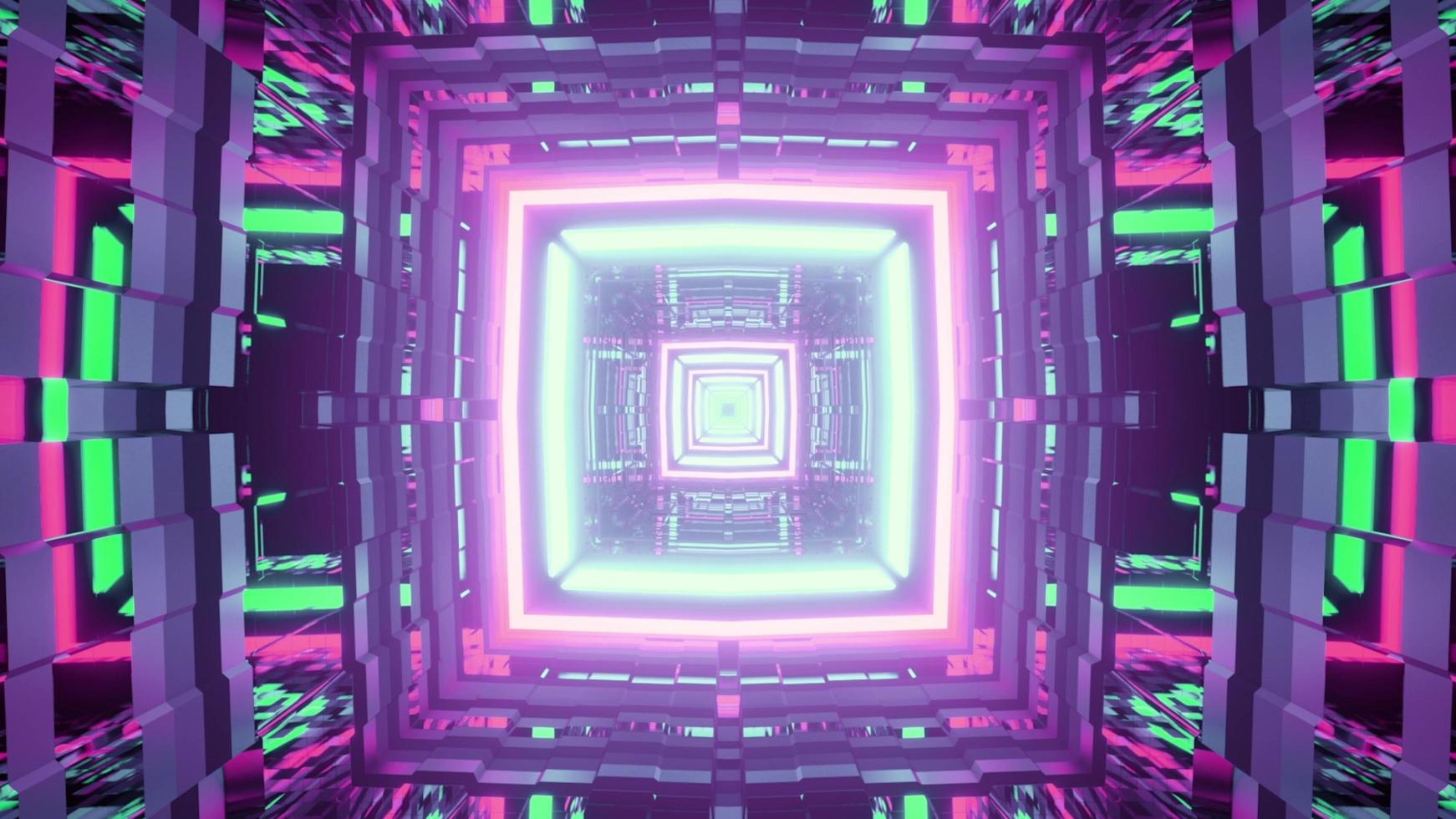 Multicolored square tunnel 3D illustration photo