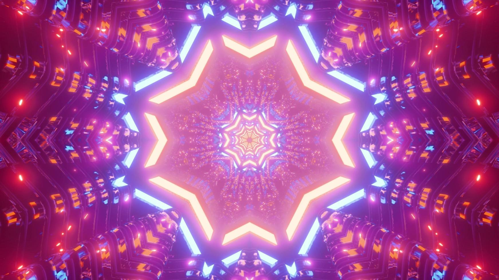 Colorful star shaped tunnel 3D illustration photo
