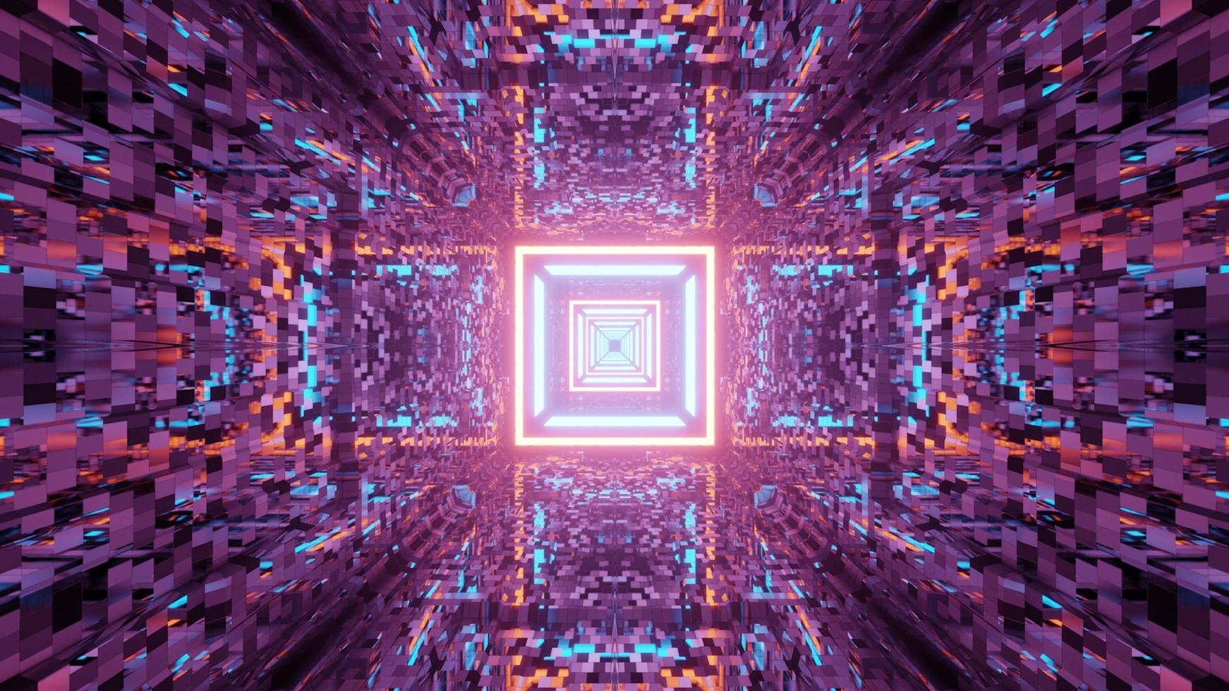 3D illustration of tunnel with distorted ornament photo