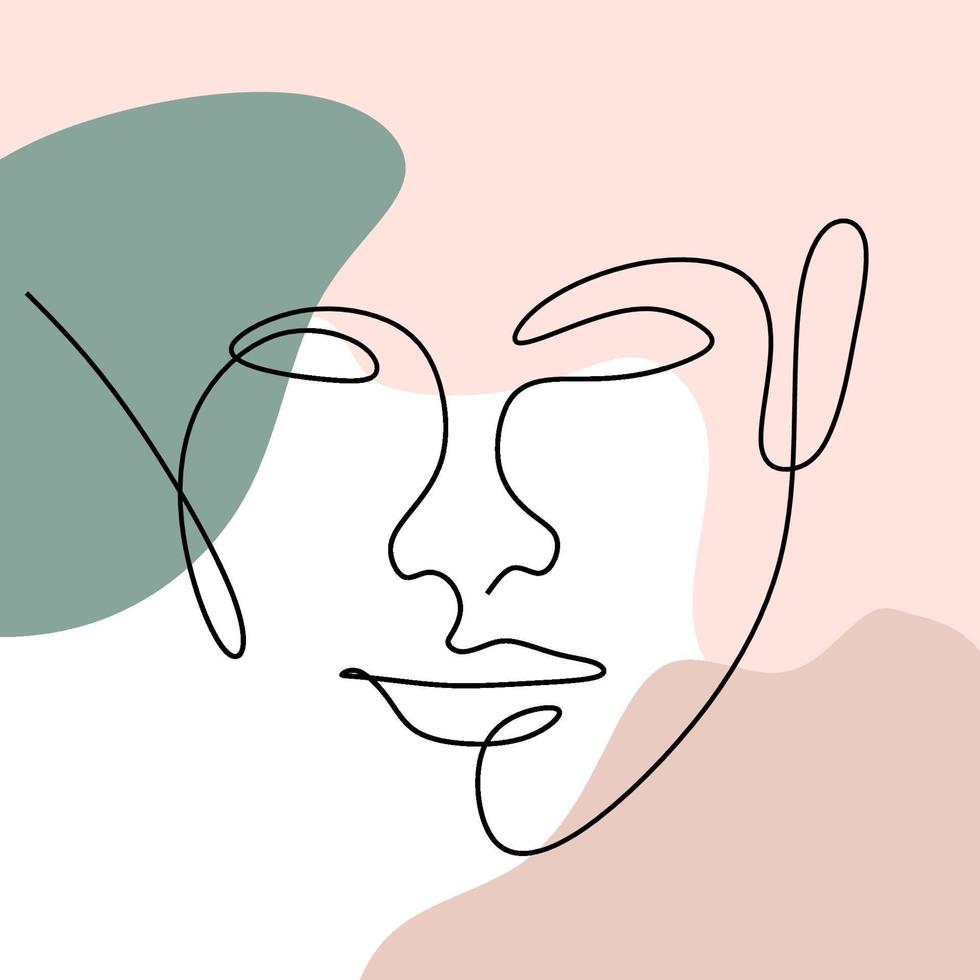 dibujo de una línea de cara de hombre abstracto. retrato estilo minimalista. línea continua. arte de cartel minimalista con una cara abstracta de dibujo de línea. vector