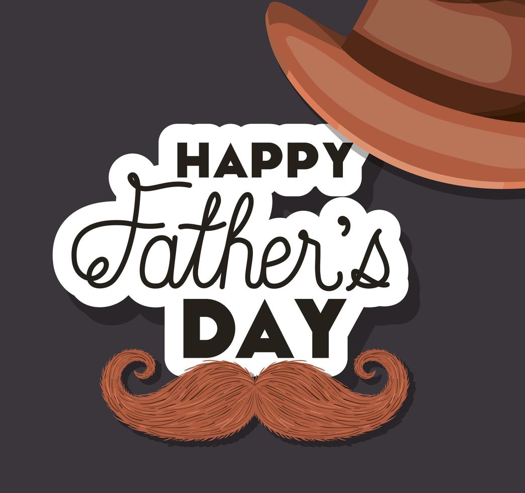 Fathers day celebration banner with hat and mustache vector design