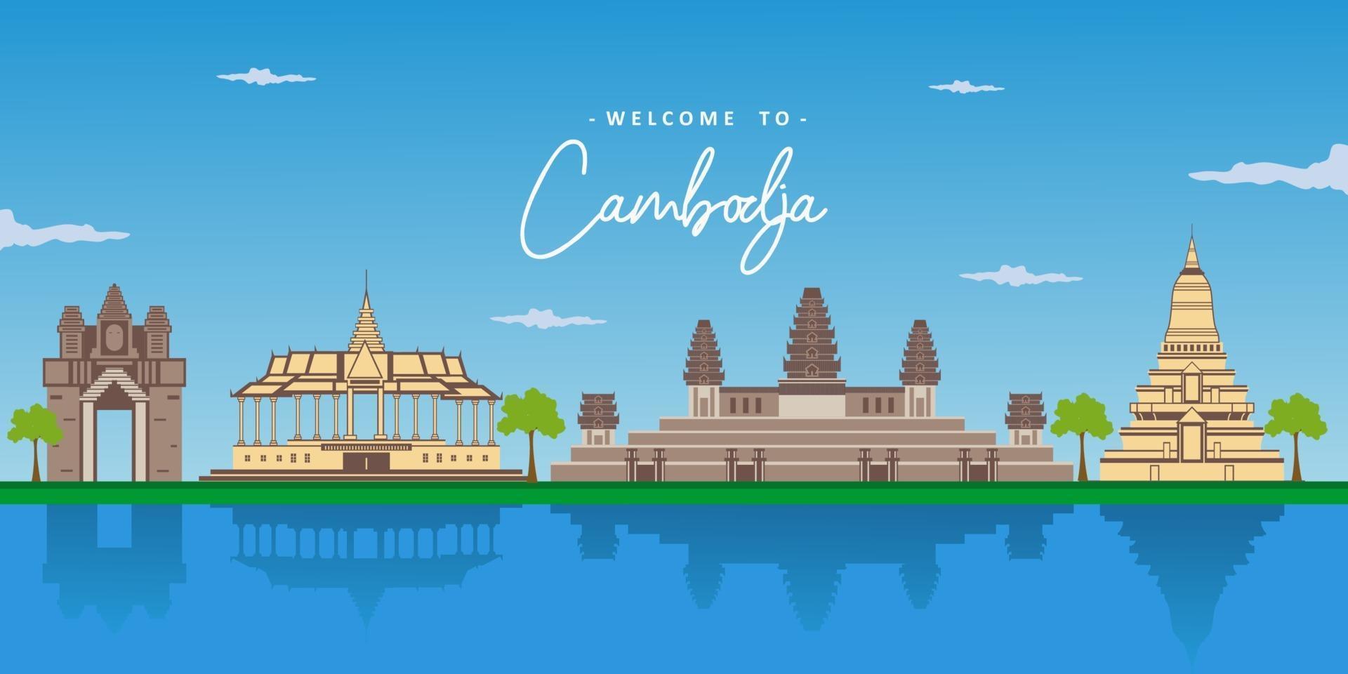 Beautiful landscape and landmark view of Cambodia. vector