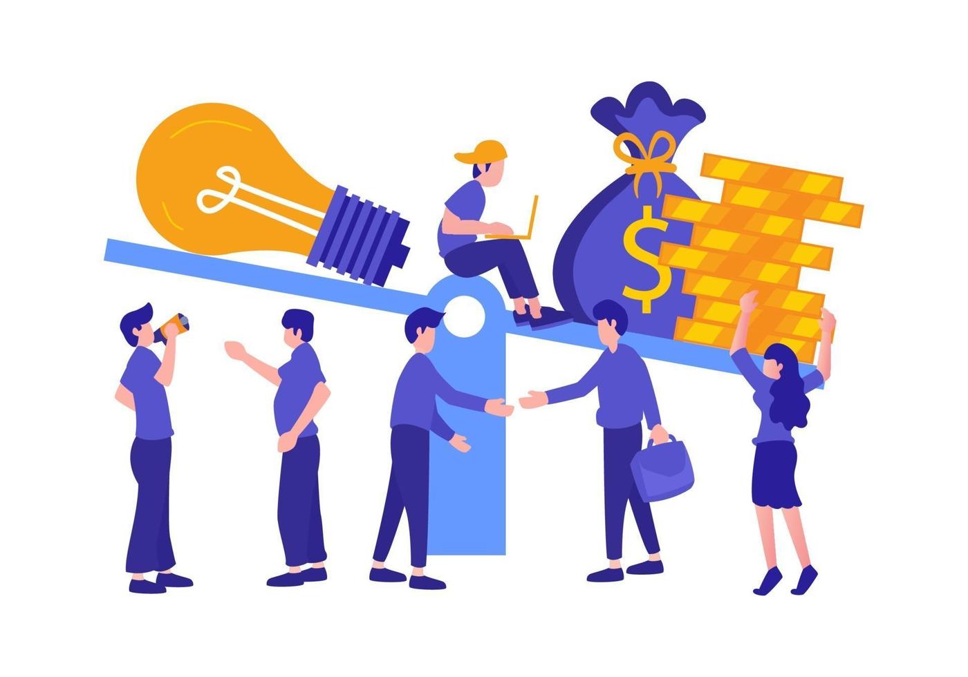 Business earning and creativity flat elements vector