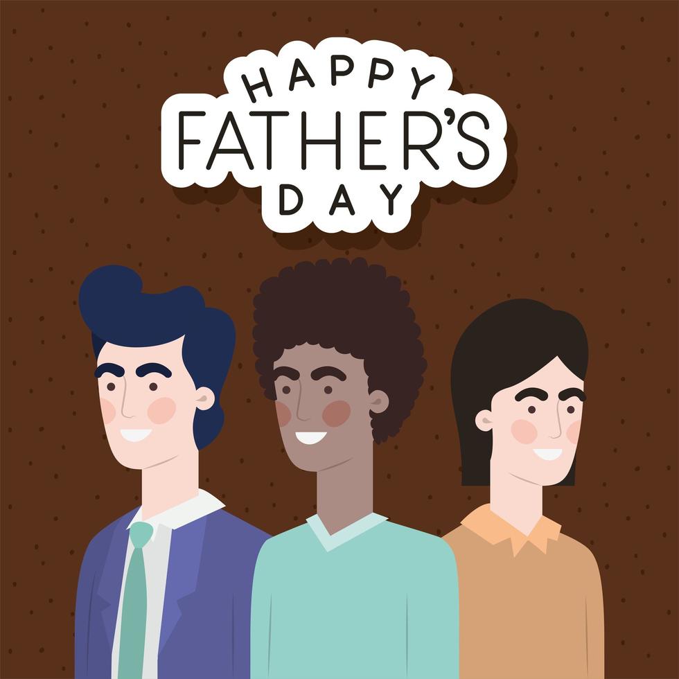 banner de celebración del día del padre con hombres interraciales vector