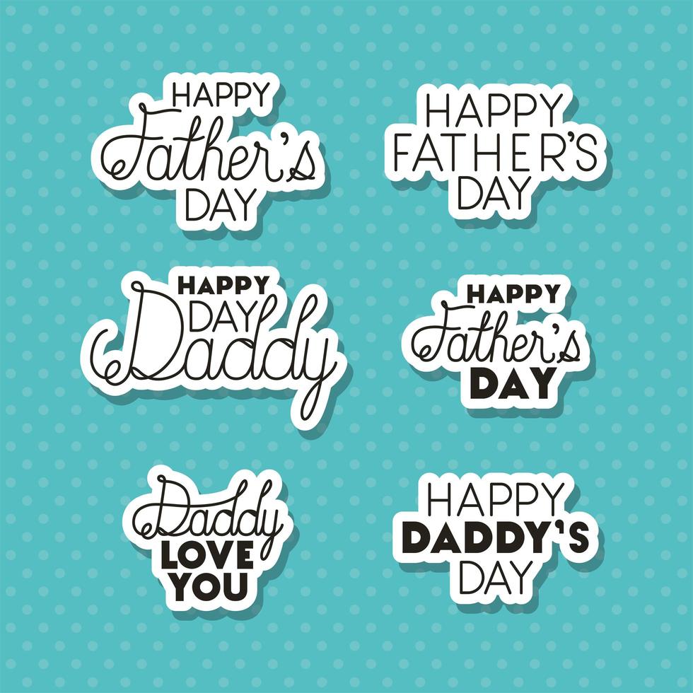 Fathers day celebration banner with lettering set vector