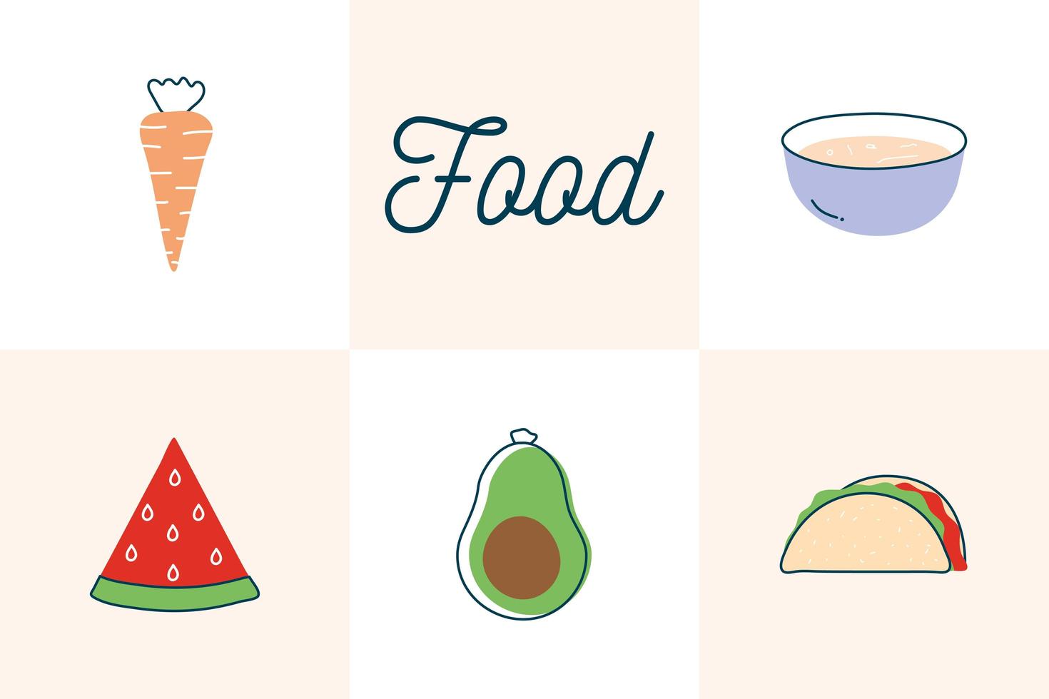 comida estilo plano conjunto de iconos de diseño vectorial vector