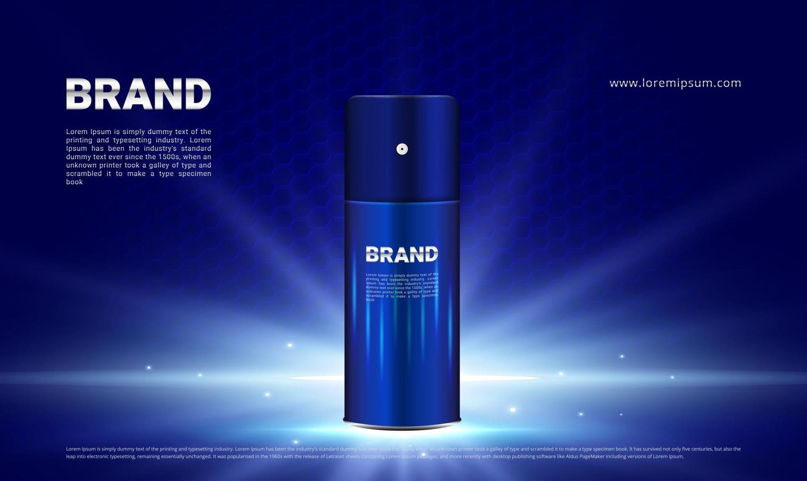 Dark blue and lighting background with men's sport cosmetics product vector