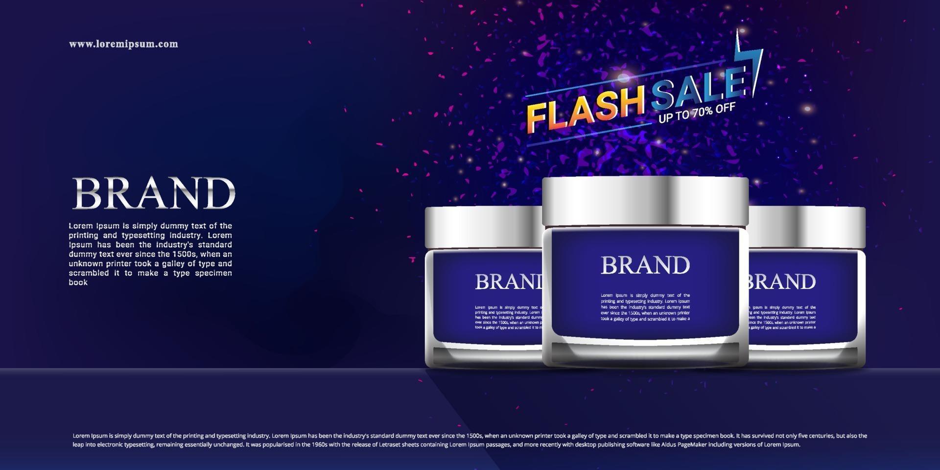 Sale promotion of cosmetics with dark background and sparkling colors vector