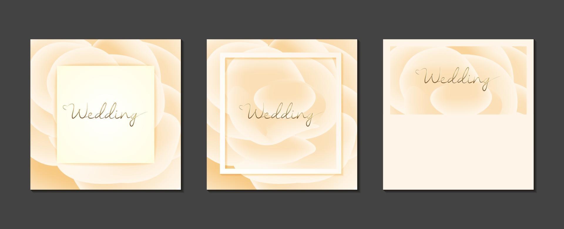 Minimal wedding invitation cards with flowers and soft colors vector