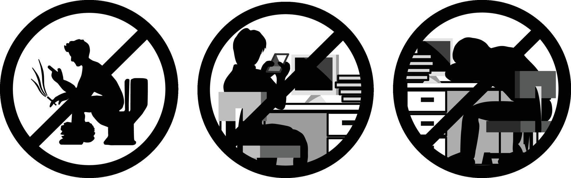 signs set for do not play with phone during working hours vector