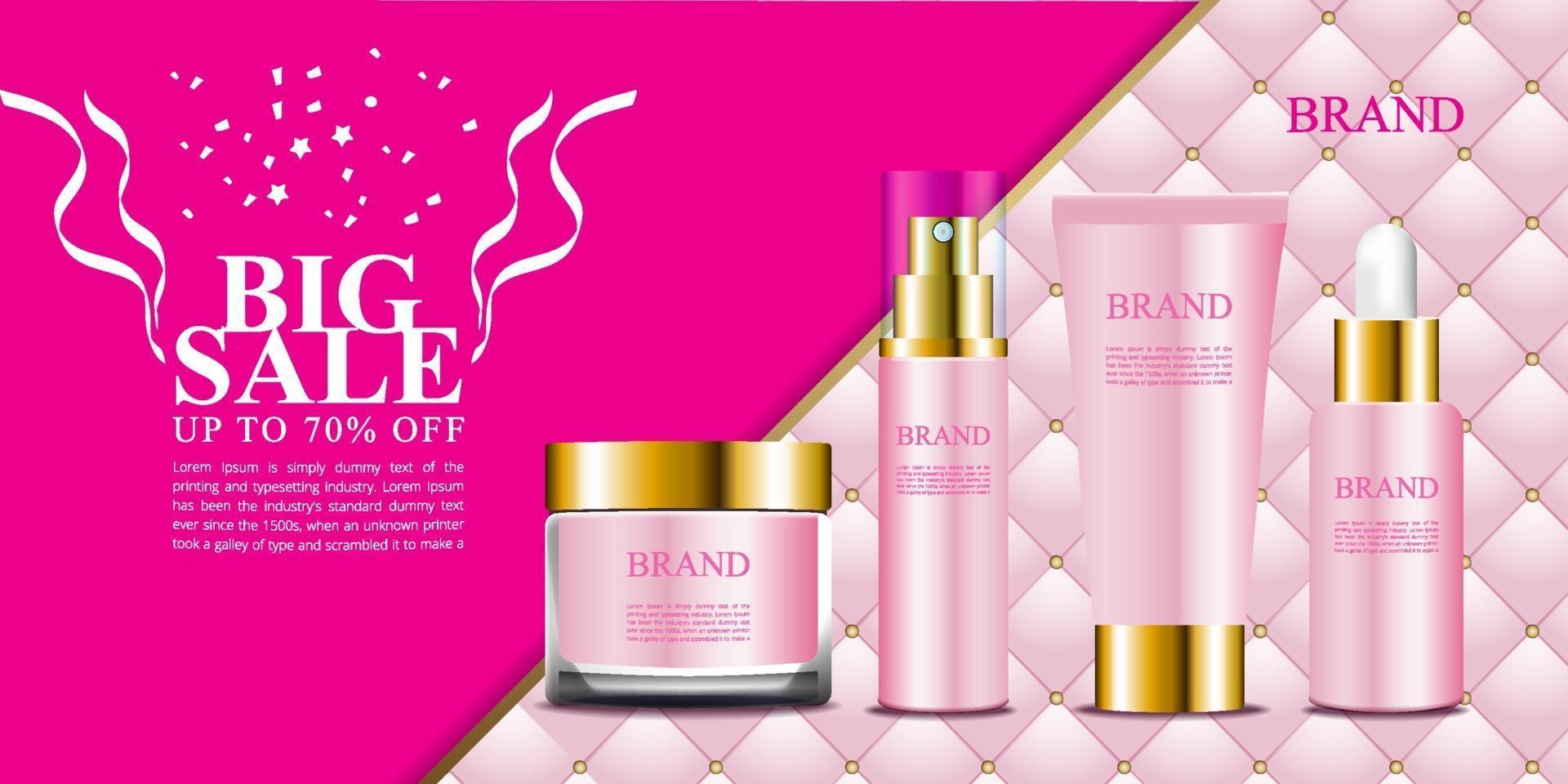 anuncio de cosméticos con hermoso fondo de tapicería rosa vector