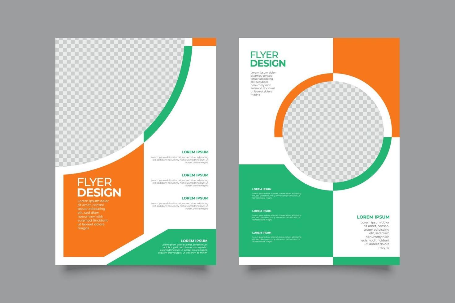 Modern green orange medical geometric flyer template vector