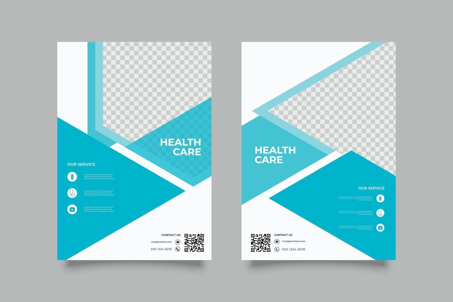 Modern blue geometric business flyer template vector