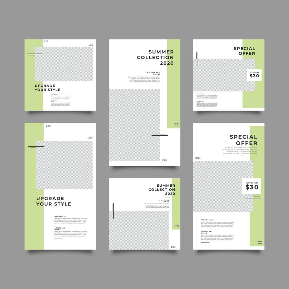 Self exercise posts template set vector