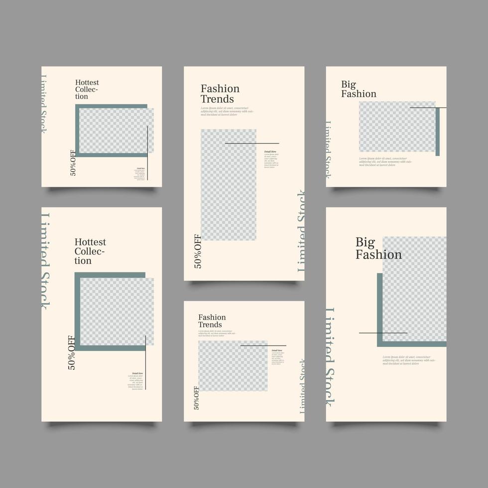 Beauty care stories and post collection set vector