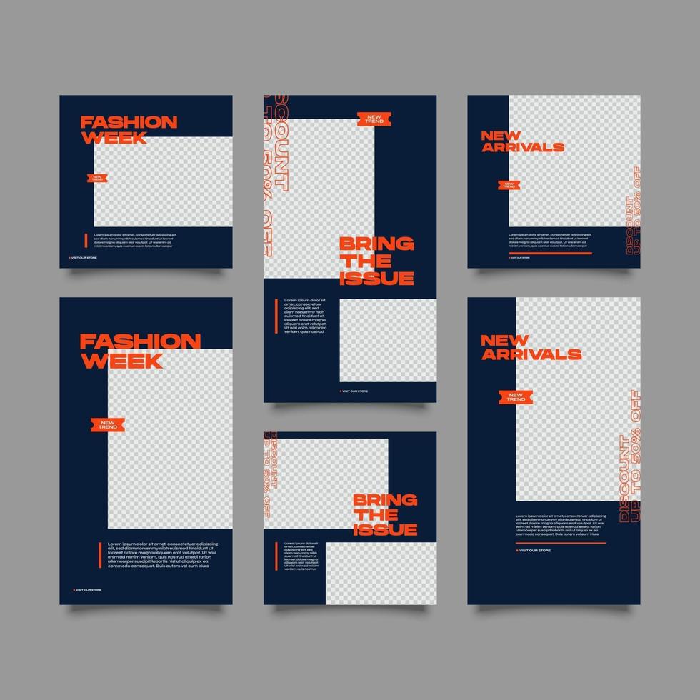 Creative stories and post collection set vector