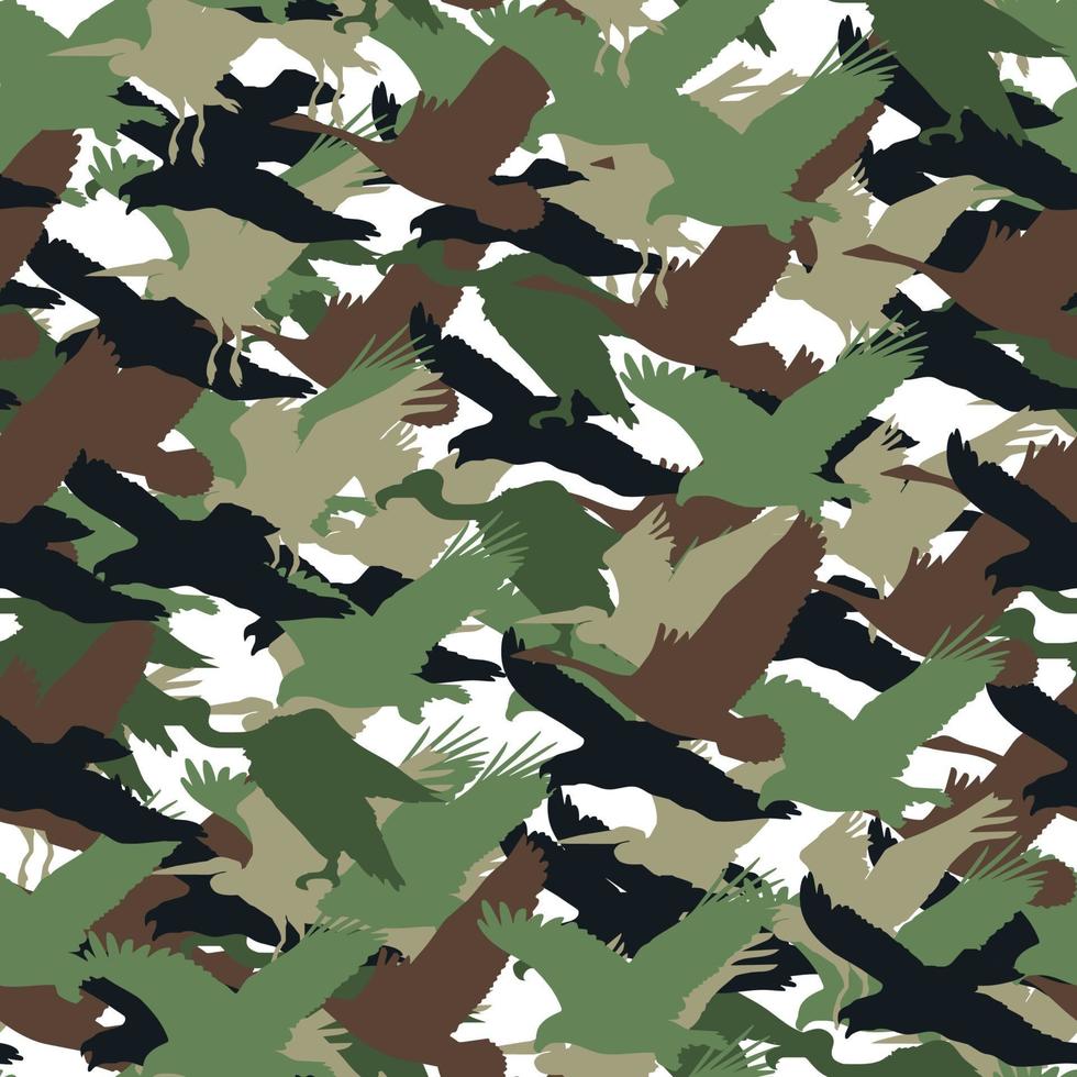 pájaros de camuflaje diseño de patrones sin fisuras vector