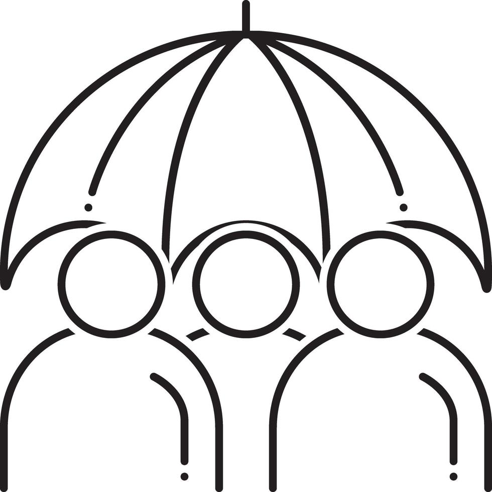 icono de línea de seguro de vida grupal vector