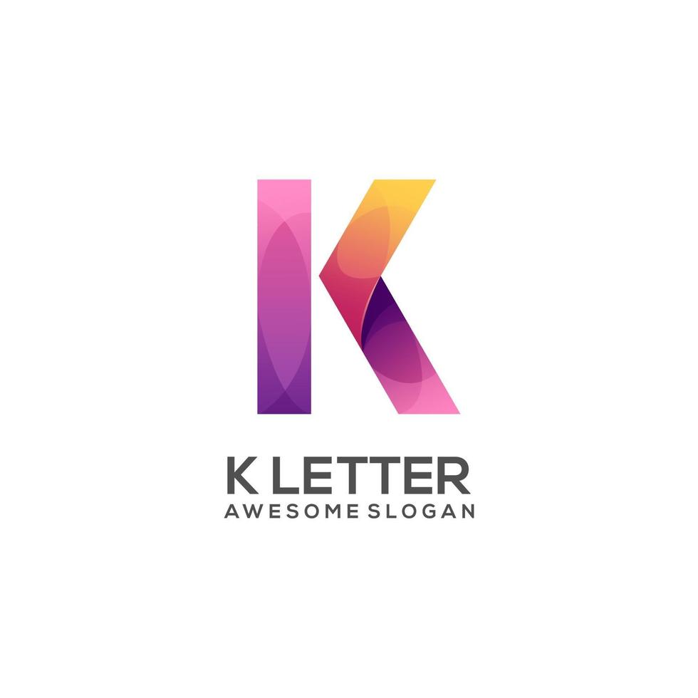 Ilustración de logotipo, letra k colorida vector