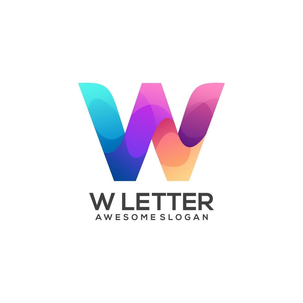 logo illustration, colorful w letter vector