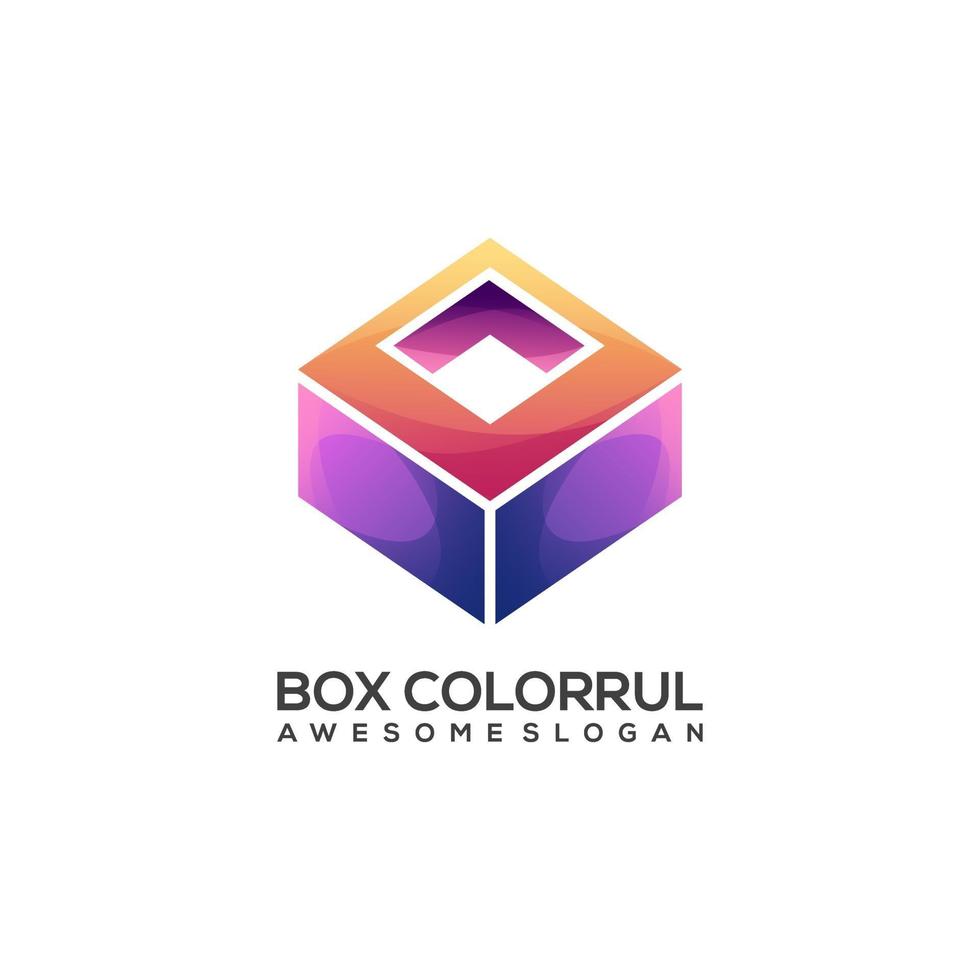 ilustración del logo, caja colorida vector