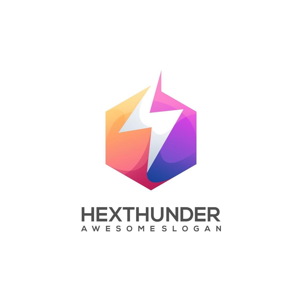 logo illustration, colorful hexagon tunder vector