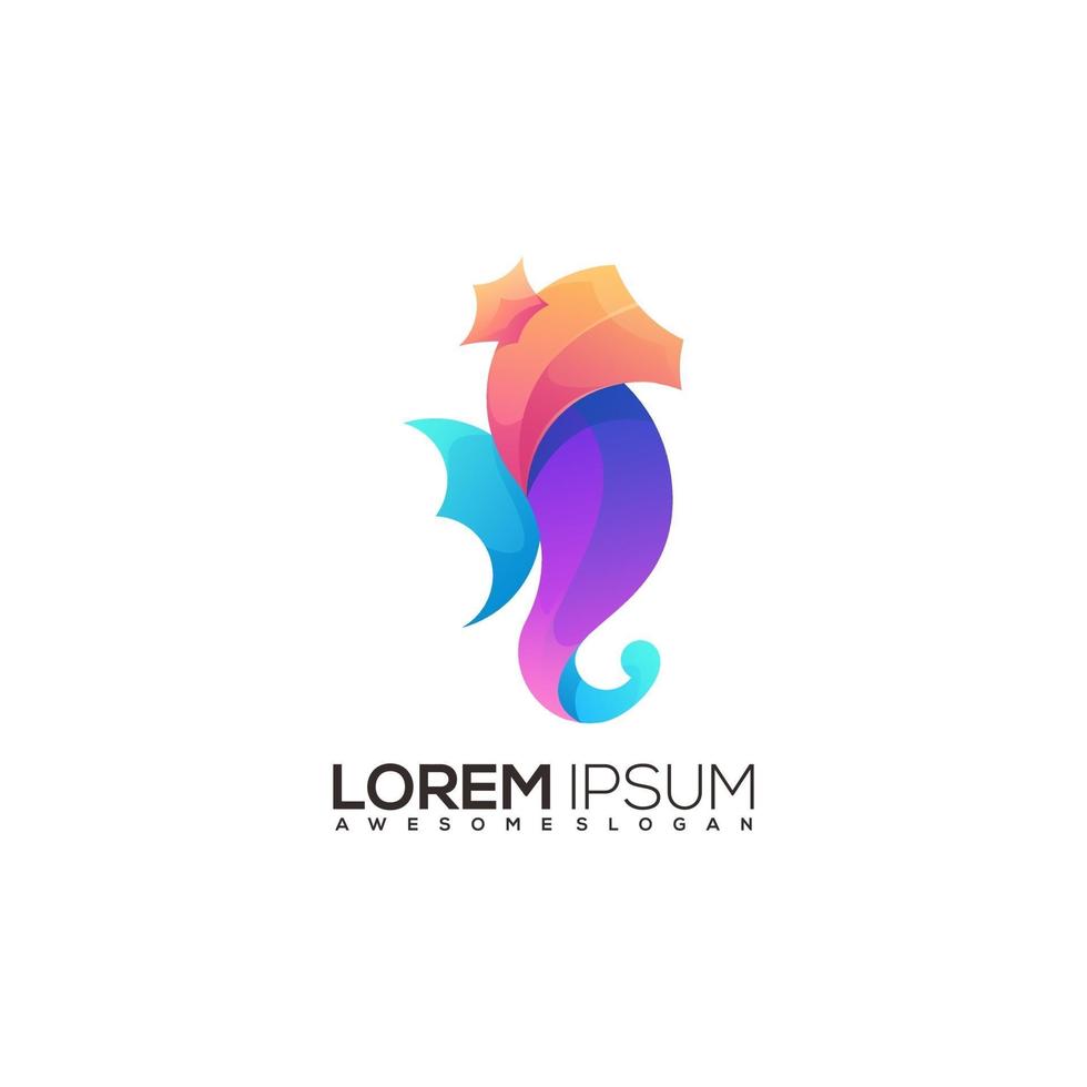 logo illustration, colorful seahorse vector