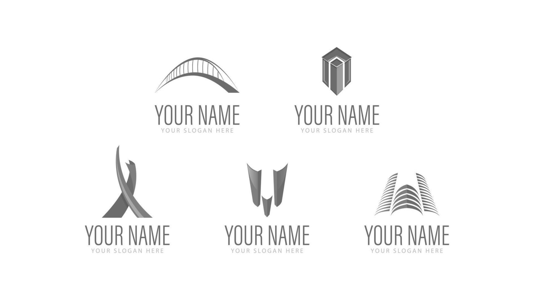 A set of construction company logos in monochrome colors. Various logos of construction companies vector