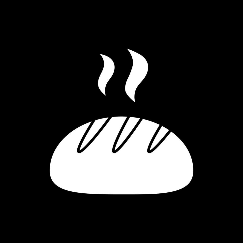 Freshly baked bun dark mode glyph icon vector