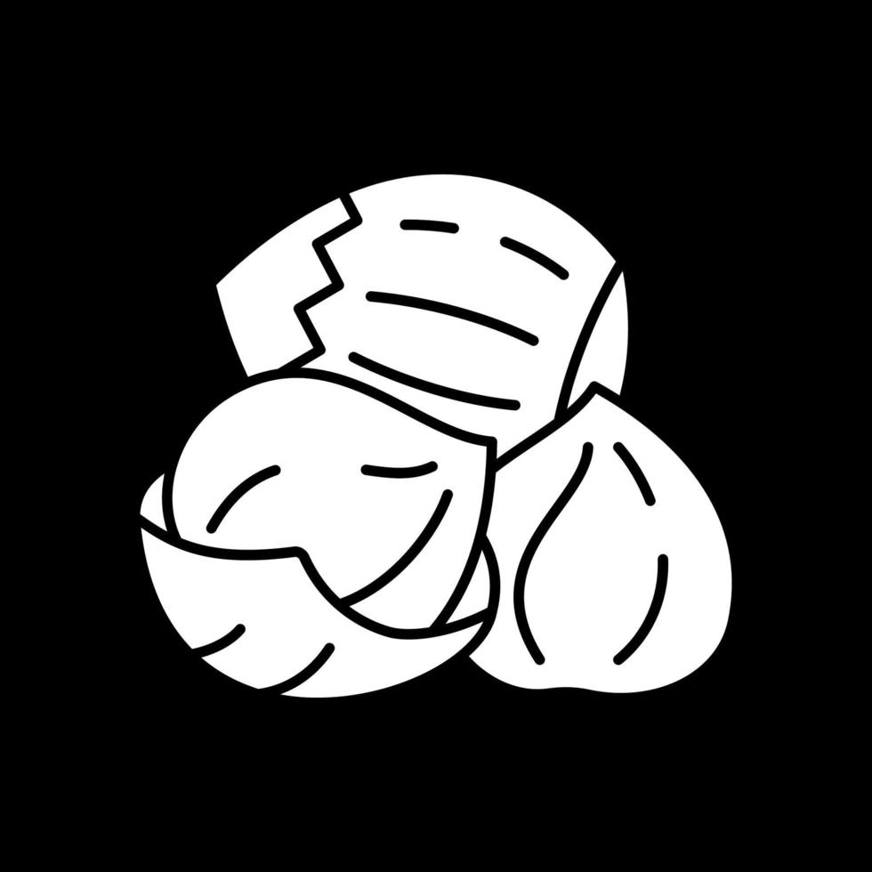 Hazelnuts dark mode glyph icon vector