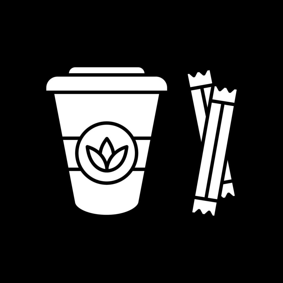 Leaf tea to go dark mode glyph icon vector