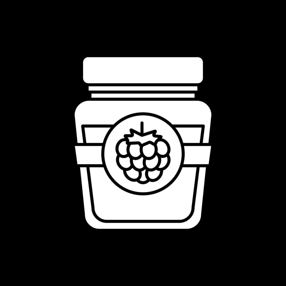 Raspberry jam in jar dark mode glyph icon vector