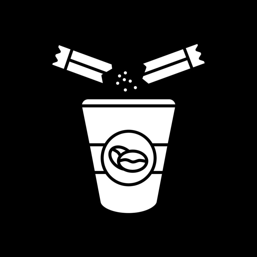 Add sugar to coffee dark mode glyph icon vector