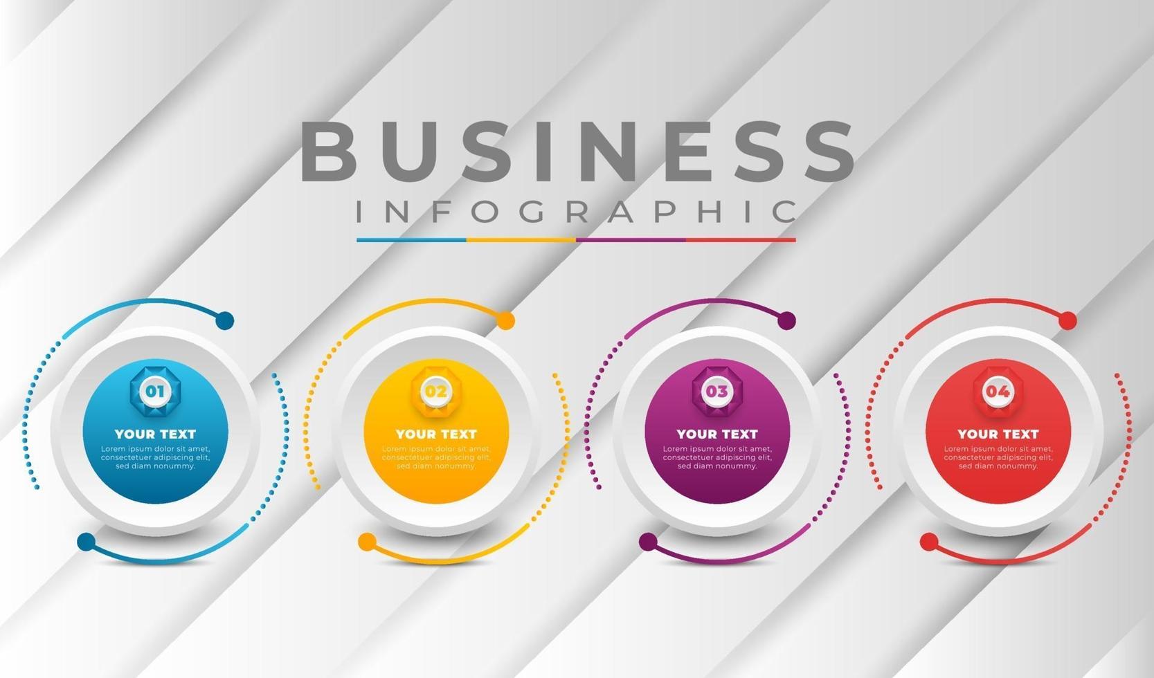 Plantilla de negocio infográfico con colores degradados. vector