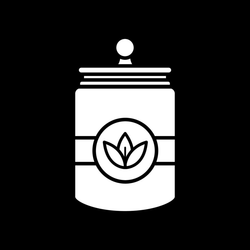 Glass jar of herbal sauce dark mode glyph icon vector