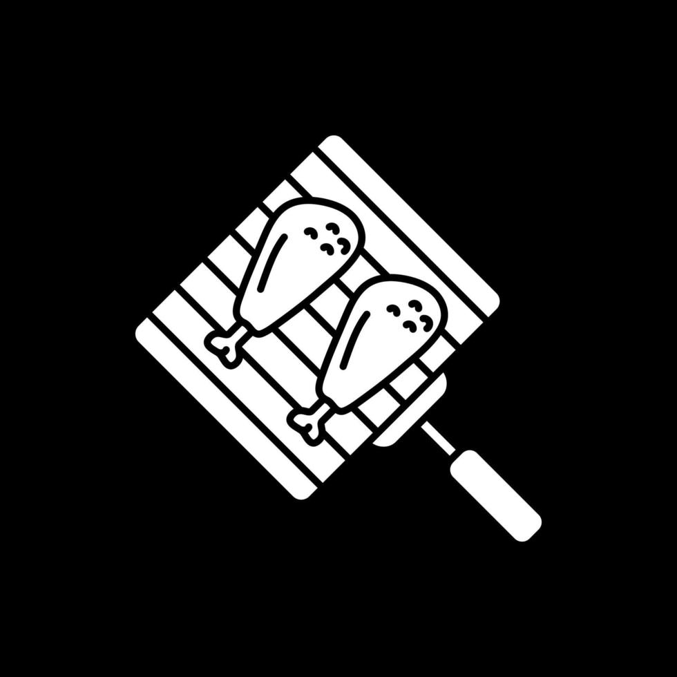 Grilling chicken drumsticks dark mode glyph icon vector